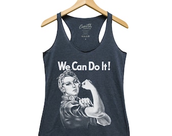 Rosie Womens Tank Top, We Can Do It Shirt, Women Power Tee, Inspirational, Motivational, Triblend Racerback, Womens Shirt, Cute Shirt