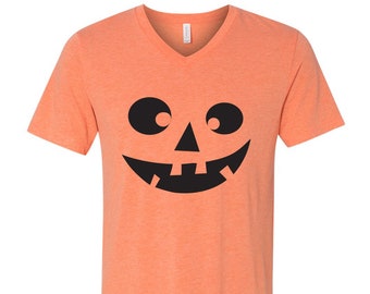 Jack O' Lantern, Halloween Shirt, Men Graphic Tee, Orange tshirt, Halloween Costume, Pumpkin, Gothic, Tshirt Men, Funny Shirt, V-neck Tshirt