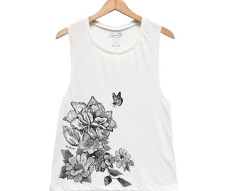 Flower Tank - Muscle Tee - Muscle Tank - Cute Shirt - Summer Shirt - Vacay Shirt - Gift for Women - Tank Top for Women - Flower Shirt
