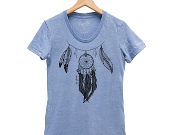 Dreamcatcher Shirt, Womens Junior Shirt, Tribal Print, Screen Print , Summer Shirt, Vacay Shirt, Gift for Women, Graphic Tee, Cute Shirt