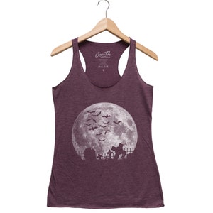 Halloween Tank Top: Full Moon, Bats, Gothic Racerback