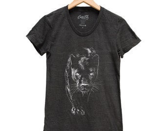 Panther Shirt, Womens Junior Tshirt, Screen Print, Tri-Blend Shirt, Short Sleeve Tshirt, Animal Print Tee, Graphic Tee, Cute Animal