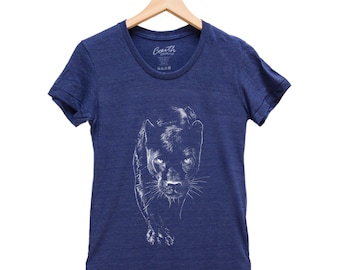 Panther Shirt, Womens Junior Tshirt, Ladies T Shirt, Screen Print, Short Sleeve Tshirt, Animal Print Tee, Graphic Tee, Cute Animal