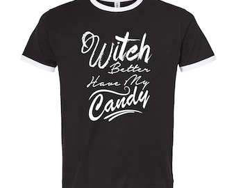 Halloween Shirt, Witch T Shirt, Gift For Halloween, Retro Shirt, Vintage Shirt, Ringer Tshirt