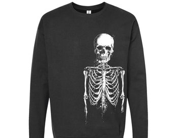 Skeleton Sweatshirt, Halloween Sweatshirt, Unisex Fleece Crewneck, Halloween Shirt, Skeleton Shirt, Halloween Gift, Funny Tshirt