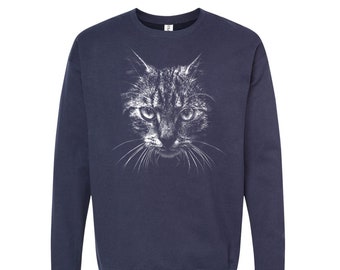 Cat Sweatshirt, Animal Sweatshirt, Unisex Fleece Crewneck Sweatshirt, Cat Lover Shirt, Nature Shirt, Birthday Gift, Funny Tshirt