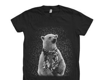 Polar Bear Womens Junior Tshirt, Bear Shirt, Cute Tshirt, Christmas Gift, Christmas Shirt, Animal Shirt, Graphic Tee