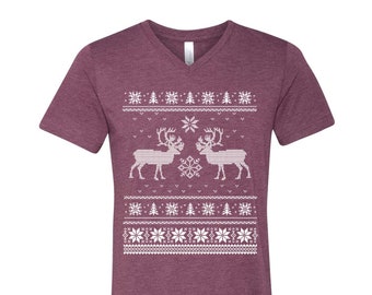 Christmas Tshirt, Ugly Sweater Shirt, Men Graphic Tee, Christmas Gift, Tshirt Men, Funny Shirt, V-neck Tshirt