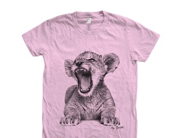 Lion Cub Tshirt, Womens Junior Tshirt, Lion Tshirt, Birthday Gift, Girls Shirt, Animal Tshirt