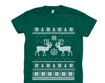Christmas Shirt, Womens Junior Tshirt, Ugly Sweater Tshirt, Animal Shirt, Christmas Gift, Gift for Her, Funny Tshirt