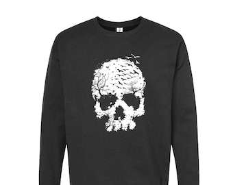 Sugar Skull Sweatshirt, Halloween Sweatshirt, Unisex Fleece Crewneck, Halloween Shirt, Skeleton Shirt, Halloween Gift, Funny Tshirt