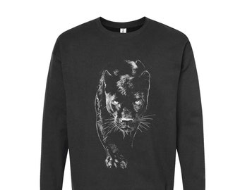 Panther Sweatshirt, Animal Sweatshirt, Unisex Fleece Crewneck Sweatshirt, Cat Shirt, Nature Shirt, Birthday Gift, Funny Tshirt