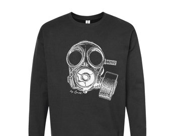 Gas Mask Sweatshirt, Fleece Sweatshirt, Unisex Fleece Crewneck Sweatshirt, Military Shirt, Birthday Gift, Funny Tshirt