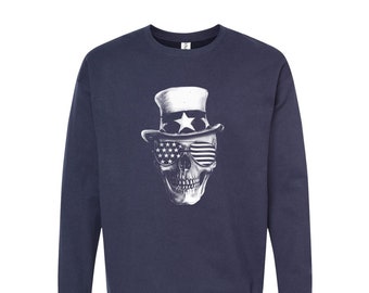 Skull Sweatshirt, Halloween Sweatshirt, Unisex Fleece Crewneck, Halloween Shirt, Skeleton Shirt, Halloween Gift, Funny Tshirt