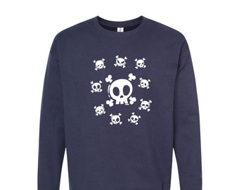Emoji Skull Sweatshirt, Halloween Sweatshirt, Unisex Fleece Crewneck, Halloween Shirt, Skeleton Shirt, Halloween Gift, Funny Tshirt