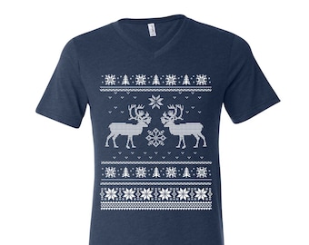 Christmas Tshirt, Ugly Sweater Shirt, Men Graphic Tee, Christmas Gift, Tshirt Men, Funny Shirt, V-neck Tshirt