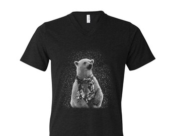Christmas Tshirt, Polar Bear Shirt, Men Graphic Tee, Christmas Gift, Tshirt Men, Funny Shirt, V-neck Tshirt