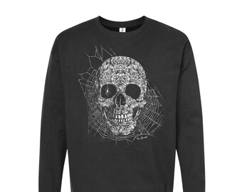 Skull Sweatshirt, Halloween Sweatshirt, Unisex Fleece Crewneck, Halloween Shirt, Skeleton Shirt, Halloween Gift, Funny Tshirt