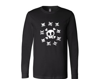 Halloween Long Sleeve Shirt, Skull Long Sleeve, Gothic Tshirt, Halloween Gift, Horror Shirt, Ghost Shirt, Scary Shirt, Boo Shirt, Emoji