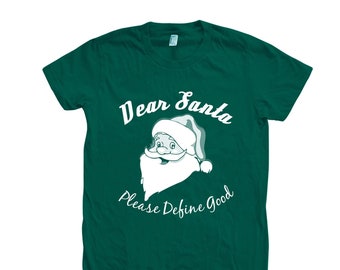 Santa Shirt, Womens Junior Tshirt, Christmas Tshirt, Animal Shirt, Christmas Gift, Gift for Her, Funny Tshirt