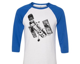 Space Tshirt for Men, Hubble Telescope Shirt for Women, Gift for Dad Baseball Shirt, Unisex Raglan Tshirt, 3/4 Sleeve, Funny Shirt