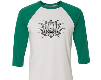 Lotus Shirt for Men Baseball Yoga T Shirt for Women Unisex Raglan Tshirt Nature T-shirt  3/4 Sleeve Funny Shirt Birthday Gift for Him