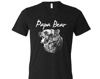 Men Tshirt, Papa Bear Tshirt, Dad T-shirt, Father Tshirt, Gift for Dad, Bear Shirt, Fathers Day Gift, V-neck Tshirt, Shirt with Papa Bear