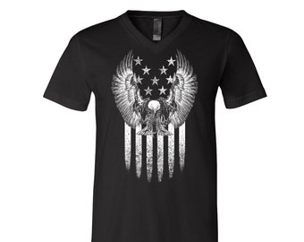 Eagle Tshirt, Unisex Tshirt, Mens Graphic Tee, America Shirt, V-Neck Tshirt, Gift for Dad, Gift for Men, Flag Tshirt, USA Tshirt
