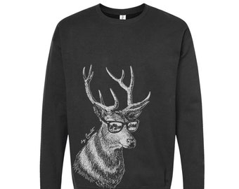 Deer Sweatshirt, Christmas Sweatshirt, Unisex Fleece Crewneck, Christmas Shirt, Christmas Gift, Funny Tshirt