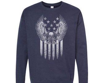 Eagle Shirt, American Flag Sweatshirt, USA Sweatshirt, Unisex Fleece Crewneck Sweatshirt, 4th of July Shirt, Birthday Gift, Funny Tshirt
