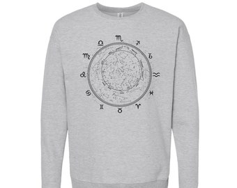 Zodiac Sweatshirt, Star Sweatshirt, Unisex Fleece Crewneck Sweatshirt, Birth Sign Shirt, Nature Shirt, Birthday Gift, Funny Tshirt