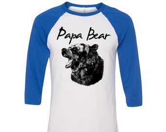 Papa Bear Tshirt, Baseball Shirt, Gift for Dad,  Fathers Day Gift, 3/4 Sleeve, Bear Shirt, Funny Shirt, Birthday Gift, Graphic Tee