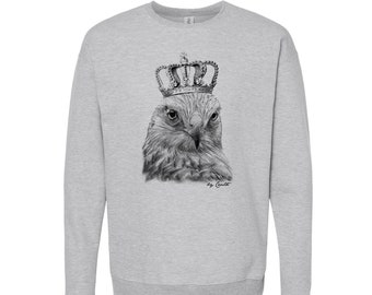 Hawk Sweatshirt, Animal Sweatshirt, Unisex Fleece Crewneck Sweatshirt, Bird Shirt, Nature Shirt, Birthday Gift, Funny Tshirt