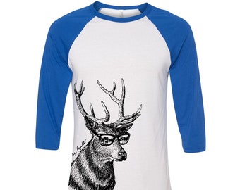 Deer Tshirt, Baseball Shirt, Unisex Raglan Tshirt,  Animal Shirt, 3/4 Sleeve, Christmas Shirt, Funny Shirt, Birthday Gift, Graphic Tee