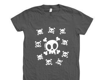 Skull Halloween Shirt, Womens Junior Shirt, Skeleton Tshirt, Skeleton Shirt, Spooky Skeleton Tshirt, Halloween Tshirt, Black Tshirt