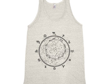 Zodiac Signs - Zodiac Tank Top - Triblend Racerback Tank Top - Hand Screen Print - Zodiac Shirt - Summer Tank - Black Shirt  - Star Shirt