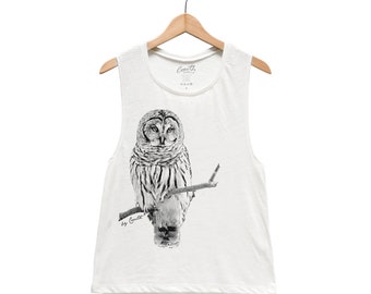 Owl Tank - Muscle Tee - Muscle Tank - Bird Shirt - Summer Shirt - Vacay Shirt - Gift for Women - Tank Top for Women - Animal Print Shirt