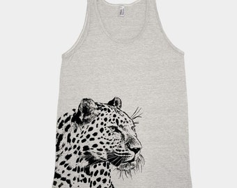 Leopard Tank Top, Mens Shirt, Screen Print, Animal Shirt, Graphic Tee, Fathers Day, Animal Print, Cute T-shirt, Nature Shirt, Cat Lover