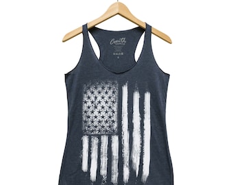 4th of July Tank Top, Womens Racerback Tank Top, American Flag Shirt, USA Tank Top, Distressed Flag Tank Top, US Flag Tank Top