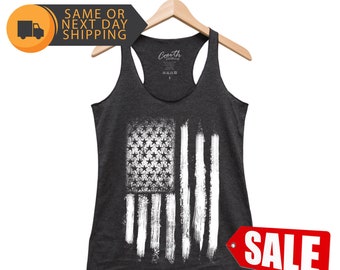 Tank Top for Women, 4th of July Tank Top, Racerback Tank Top, American Flag Shirt, USA Tank Top, Distressed Flag Tank Top, US Flag Tank Top