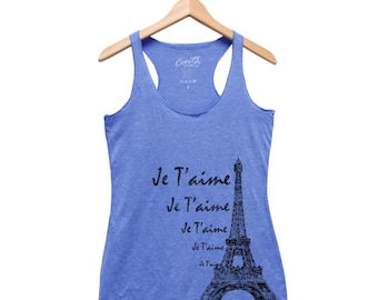 Eiffel Tower Tank Top, Women's Tank Top, Fashion Tank Top, France, Paris Shirt, Graphic Tee, Hand Screen Print, Gift for Women, Wife Gift