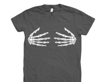 Skeleton Halloween Shirt, Womens Junior Shirt, Skeleton Hand Tshirt, Skeleton Shirt, Spooky Skeleton Tshirt, Halloween Tshirt, Black Tshirt