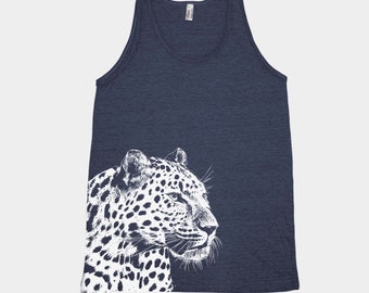 Leopard Tank Top, Mens Shirt, Screen Print, Animal Shirt, Graphic Tee, Fathers Day, Animal Print, Cute T-shirt, Nature Shirt, Cat Lover