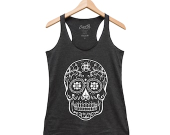 Halloween Shirt for Women Sugar Skull Tank Top Halloween Gift for Her Gothic Women Tank Top Funny Halloween Tank Top Gift for Women Costume