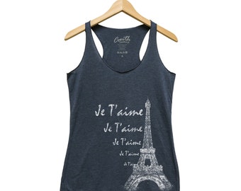 Eiffel Tower Tank Top, Women's Tank Top, Fashion Tank Top, France, Paris Shirt, Graphic Tee, Hand Screen Print, Gift for Women, Wife Gift