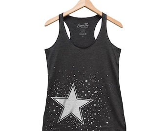Star Tank Top for Women Gift for Mom Shirt with Star Space Tank Top Racerback Graphic Shirt Space Tank Top for Girl Birthday Gift