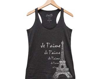 Eiffel Tower Tank Top, Women's Tank Top, Fashion Tank Top, France, Paris Shirt, Graphic Tee, Hand Screen Print, Gift for Women, Wife Gift