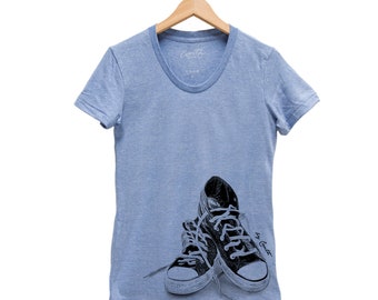 Sneakers T-shirt, Women Junior T shirt, Graphic Tee, Gift for Women, Mom Gift, Screen Print, Tri-Blend Short Sleeve T shirt
