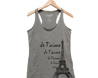 Eiffel Tower Tank Top, Women's Tank Top, Fashion Tank Top, France, Paris Shirt, Graphic Tee, Hand Screen Print, Gift for Women, Wife Gift