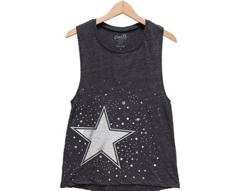 Star Tank Top for Women Gift for Mom Shirt with Star Space Tank Top Muscle Tee Graphic Shirt Space Tank Top for Girl Birthday Gift